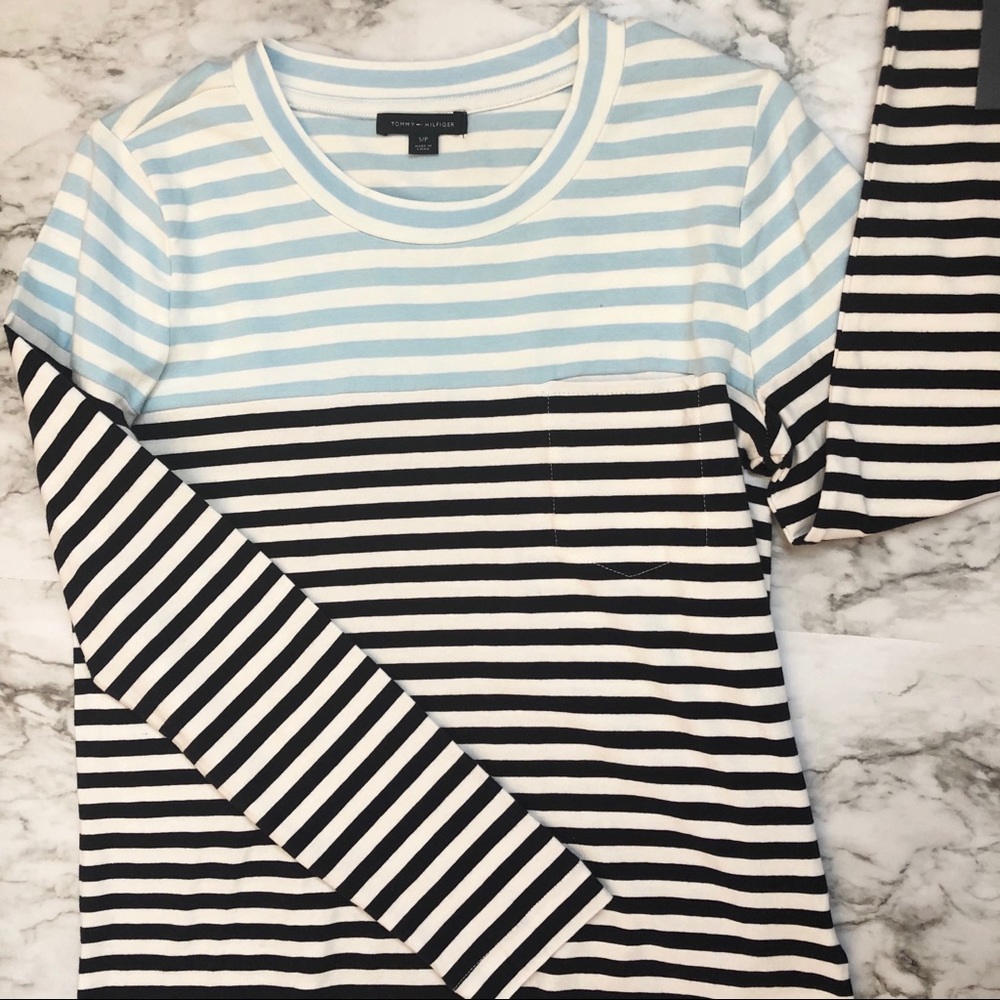 Tommy Hilfiger Striped Long Sleeve Round Neck Tee